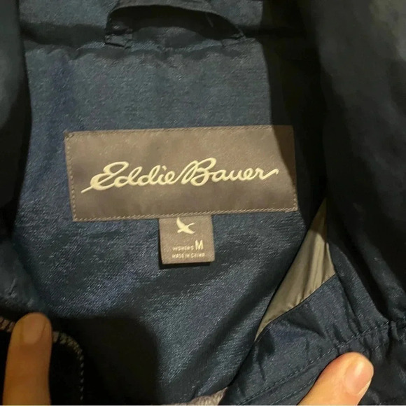 Eddie Bauer Sun Valley Down Parka Winter Jacket Womens Medium Dark Navy No Hood - Picture 4 of 9